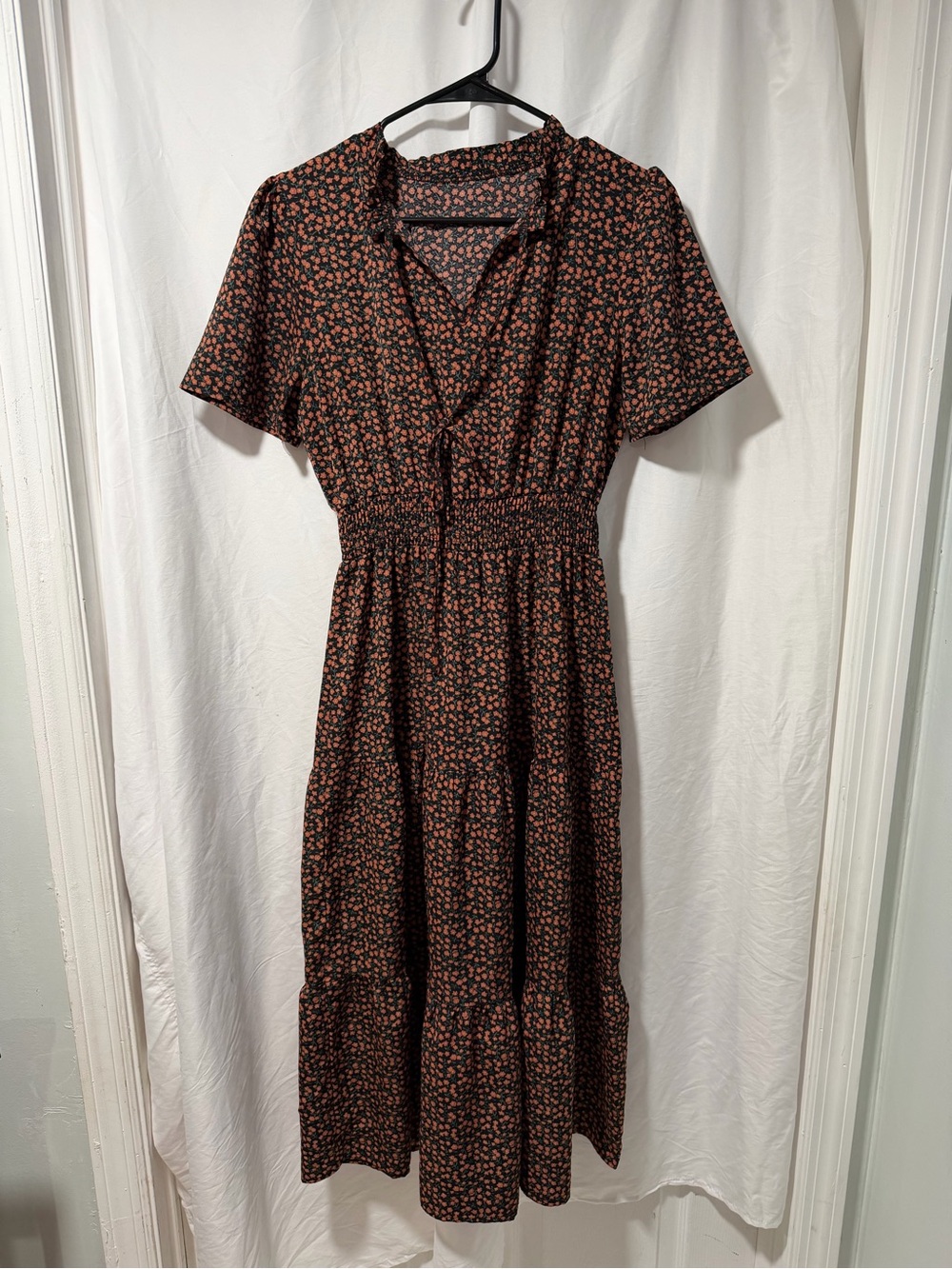 SHEIN Black Maxi Dress with Coral Floral Print